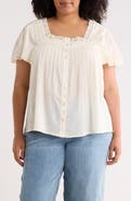 BOHO ME Crochet Inset Square Neck Top