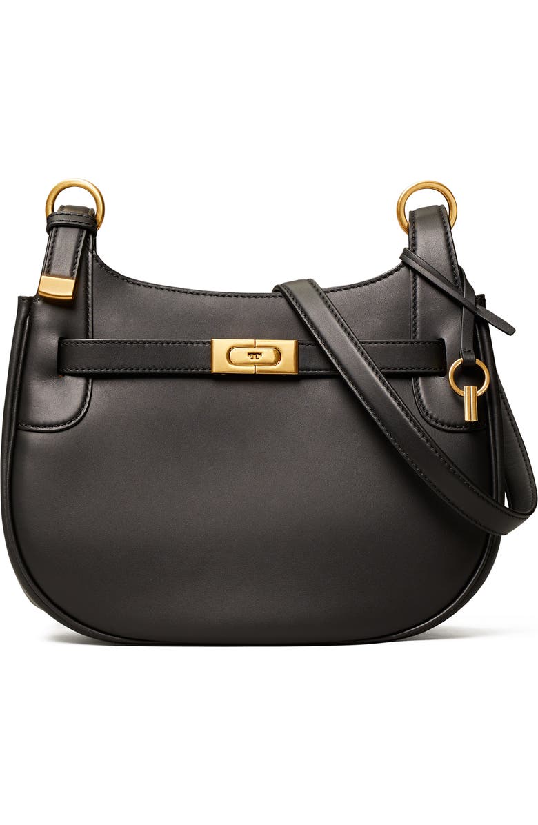Tory Burch Lee Radziwill Leather Saddle Bag, Main, color,
