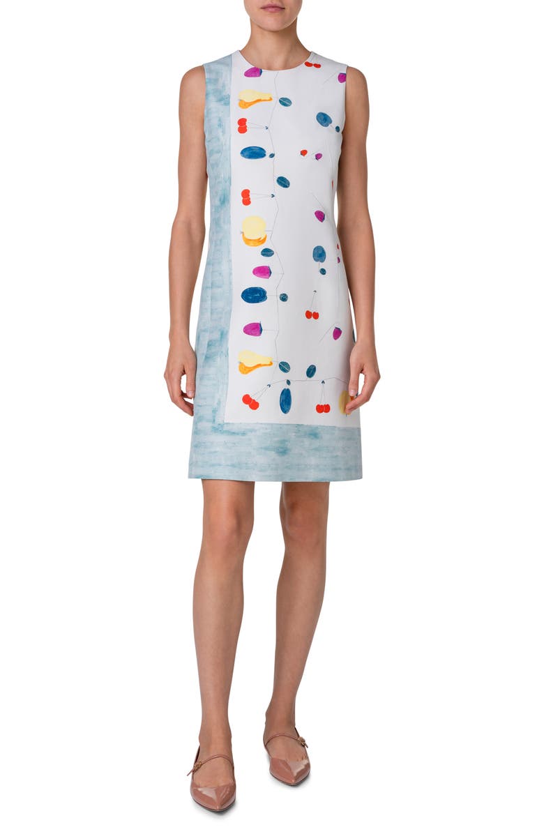 Akris Fruit Print Cotton & Silk Blend Sheath Dress, Main, color, 