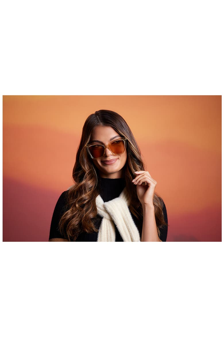 Becky II 56mm Cat Eye Sunglasses, Alternate, color, HONEY CRYSTAL FLASH