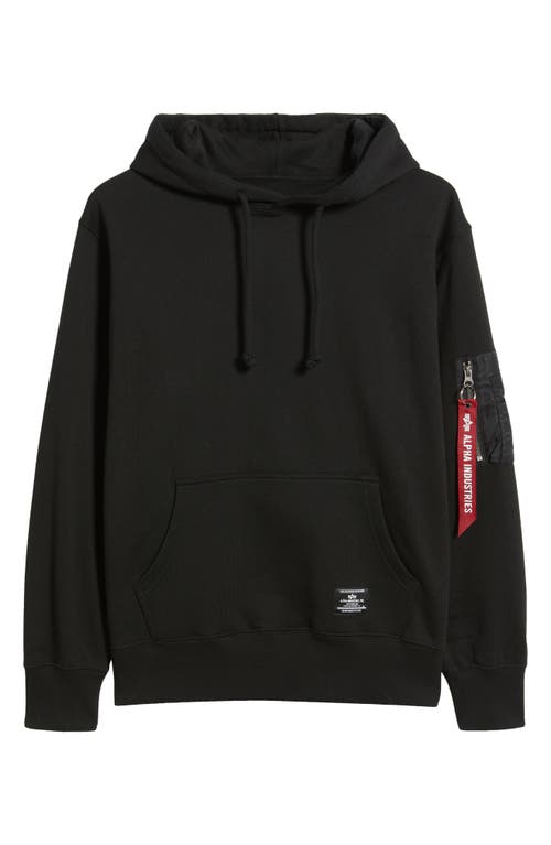 Alpha Industries Utility Pocket Cotton Fleece Hoodie In Black