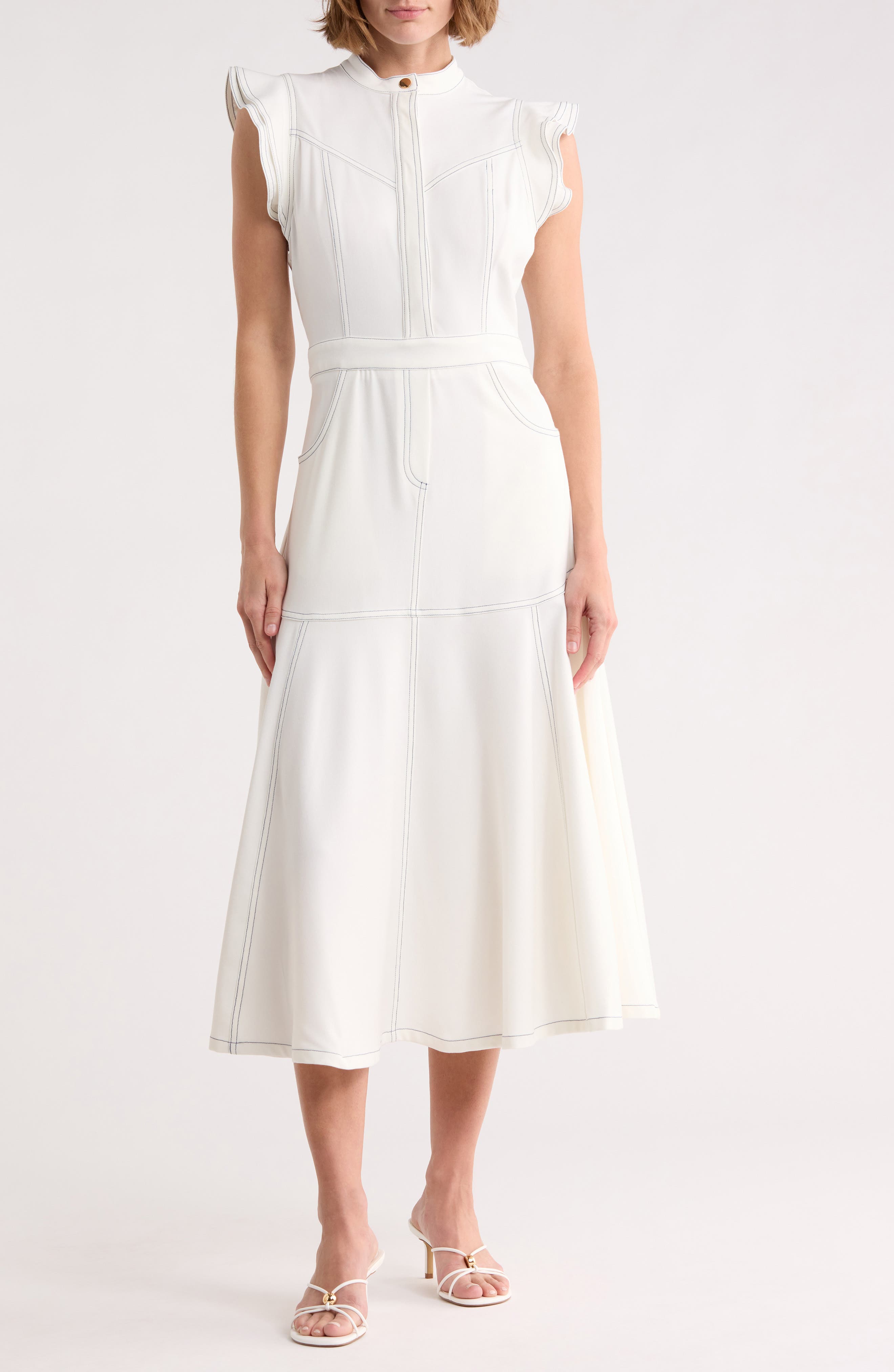 AREA STARS Helena Denim Midi Dress