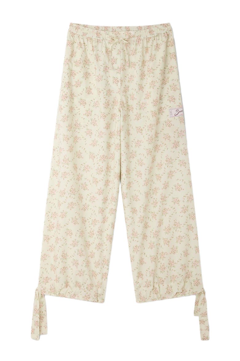 Floral-print wide-leg trousers, Alternate, color, Pink / green