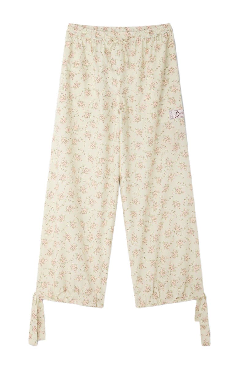 SANDRO Floral-print wide-leg trousers, Alternate, color, Pink / Green