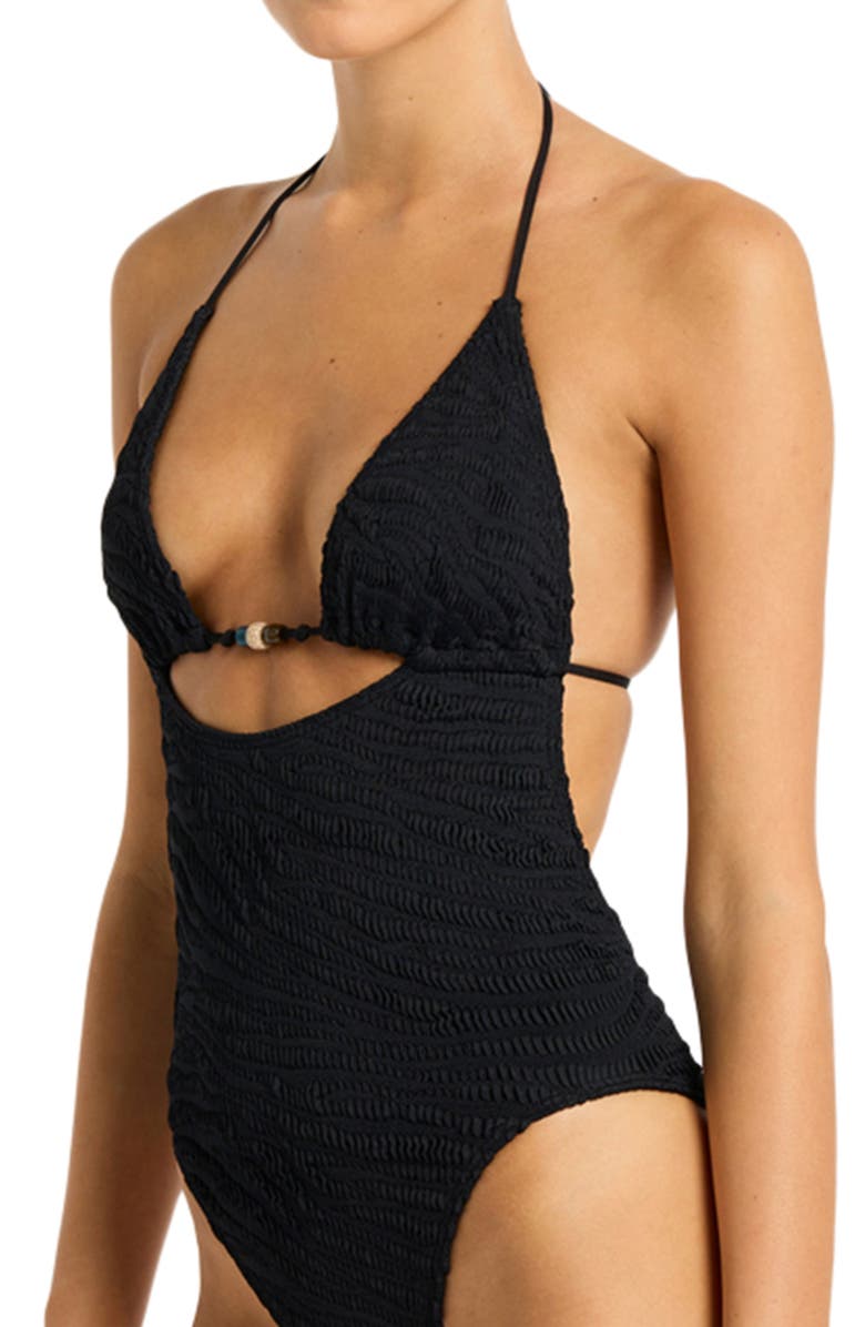 bond-eye Fowler Beaded One-Piece Swimsuit, Alternate, color, Black Tiger