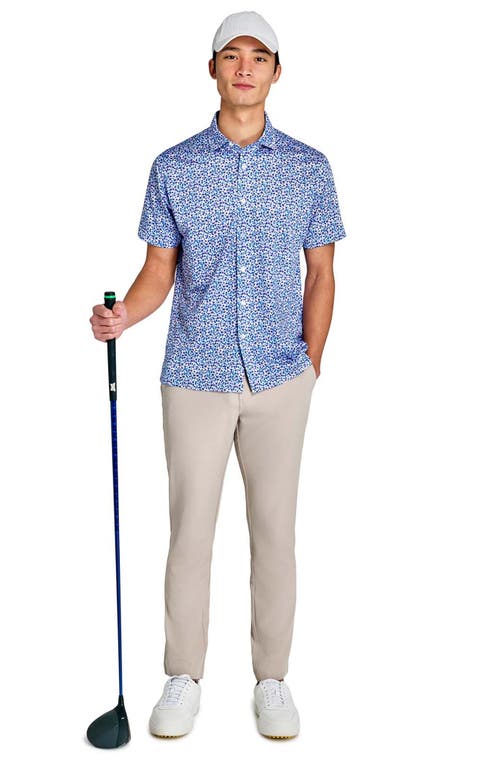 Construct Clustered Floral Shirt Front In White/blue