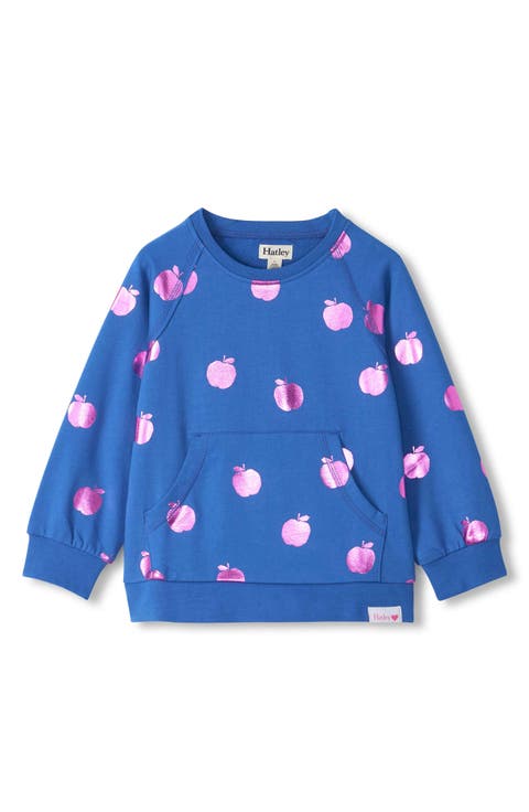 Kids' Foil Apples Raw Edge Pullover