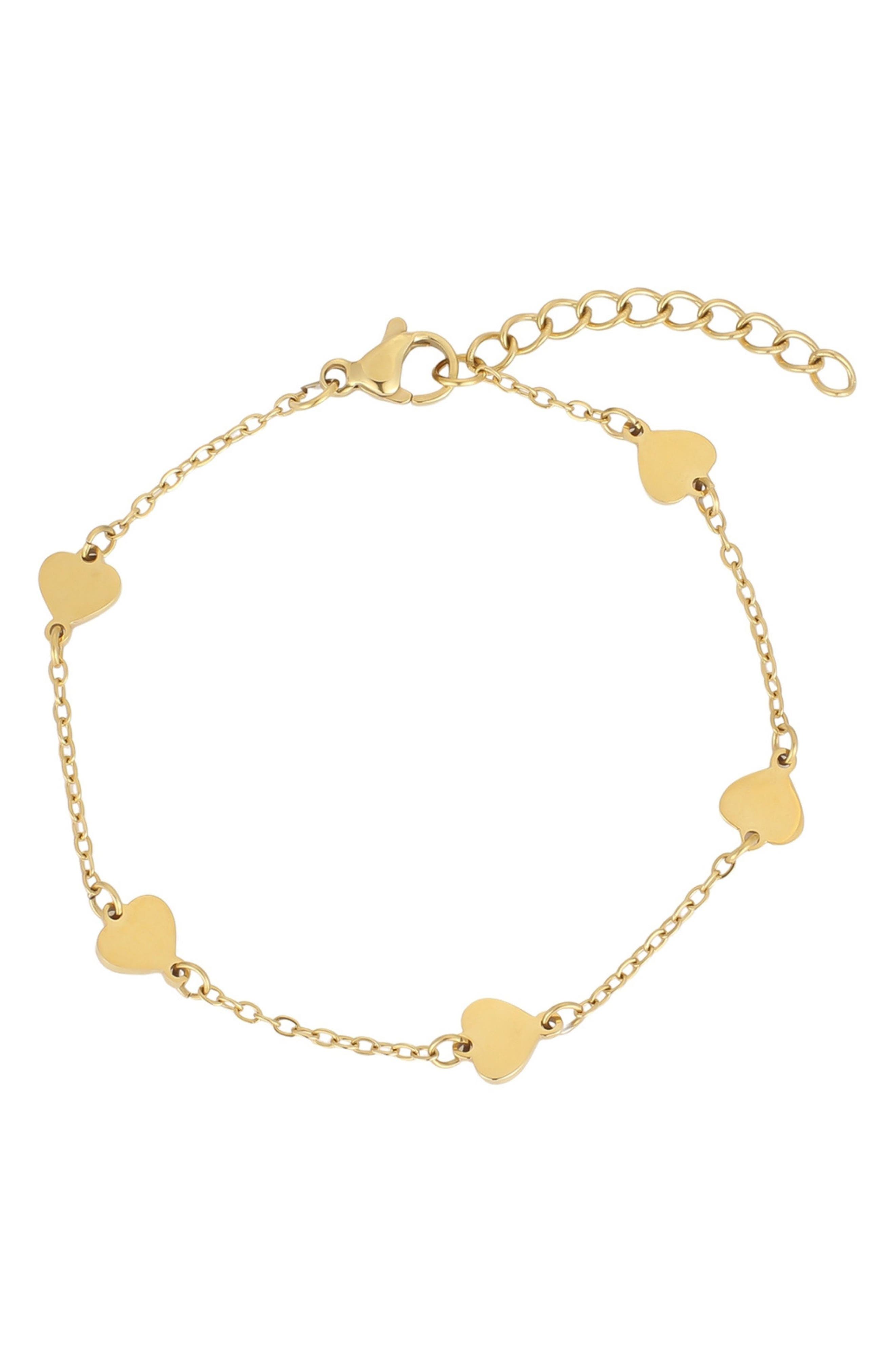 18k Gold Plated Heart Charm Bracelet
