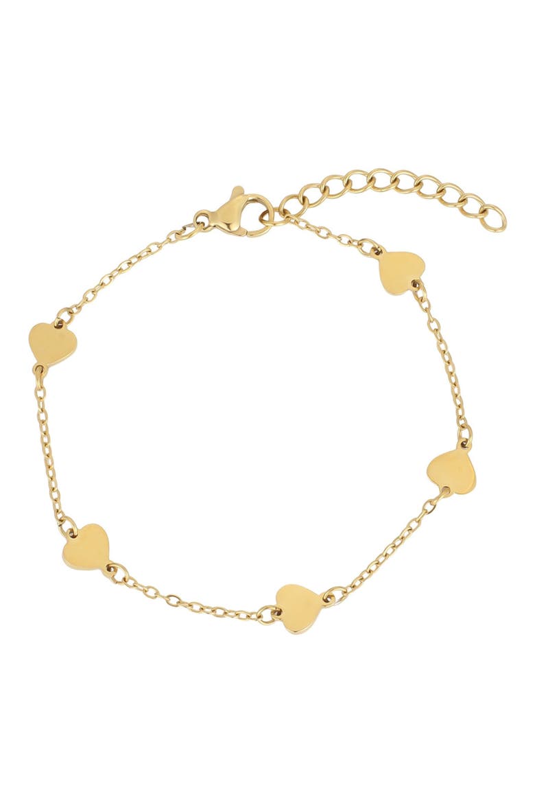 18k Gold Plated Heart Charm Bracelet, Main, color, GOLD