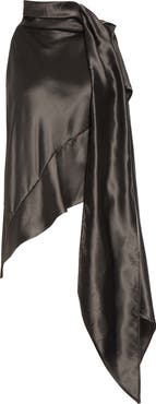 GRACE LING Bias Cut Crinkled Satin Scarf Top