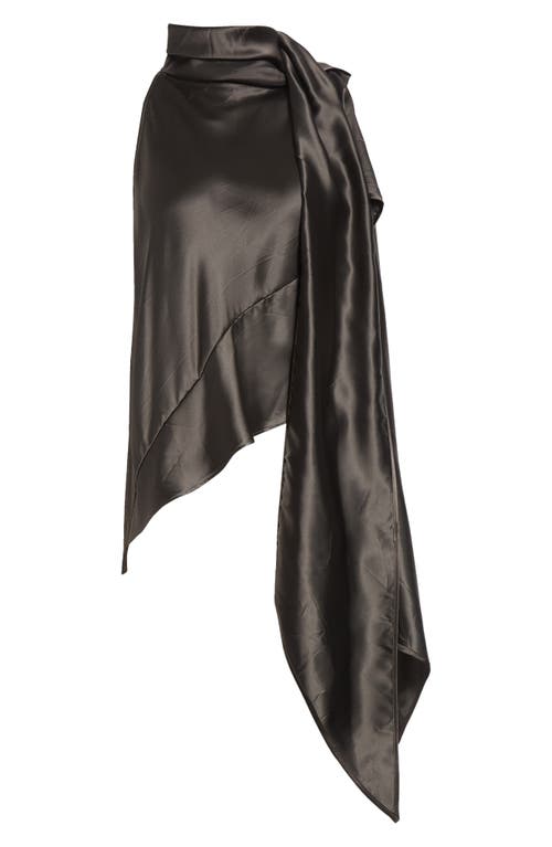 Grace Ling Bias Cut Crinkled Satin Scarf Top In Gray