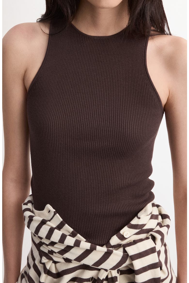 Cotton Blend Rib Sweater Tank, Alternate, color, CHOCOLATE