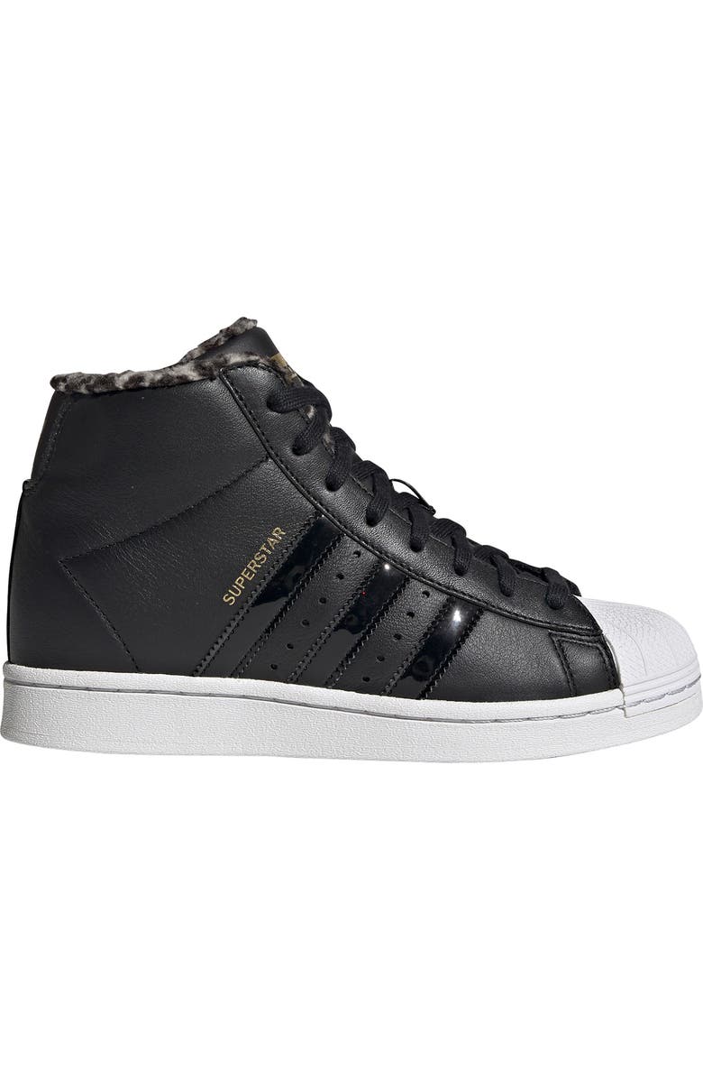 adidas Superstar Up Faux Fur Lined High Top Wedge Sneaker, Alternate, color,