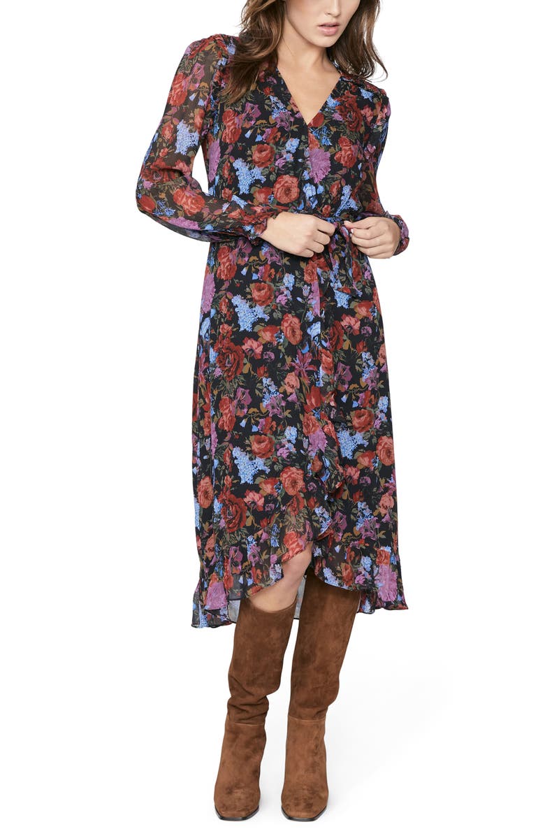 PAIGE Paulette Floral Long Sleeve Silk Midi Dress, Alternate, color,