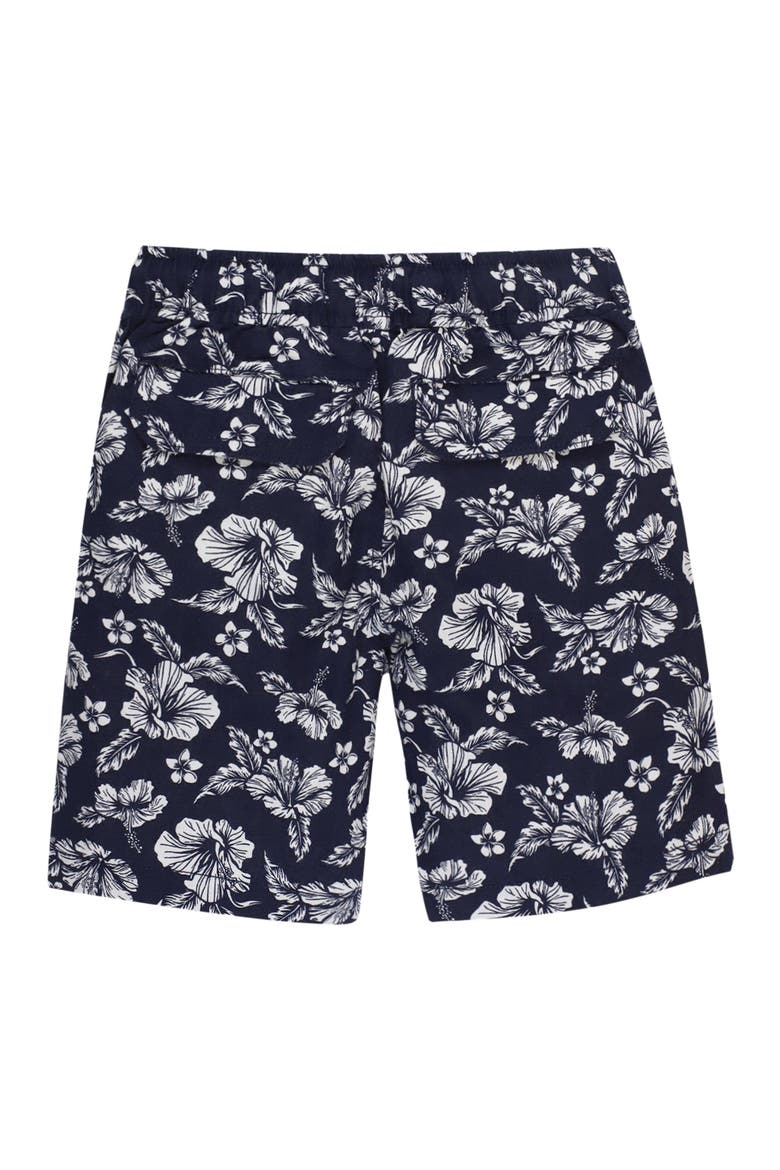 Boys' Relaxed Linen Short, Toddler, Alternate, color, Navy Hibiscus Linen