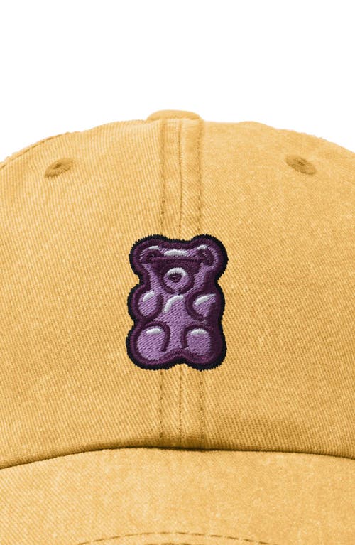 Dalix Purple Gummy Embroidered Cap In Washed Gold