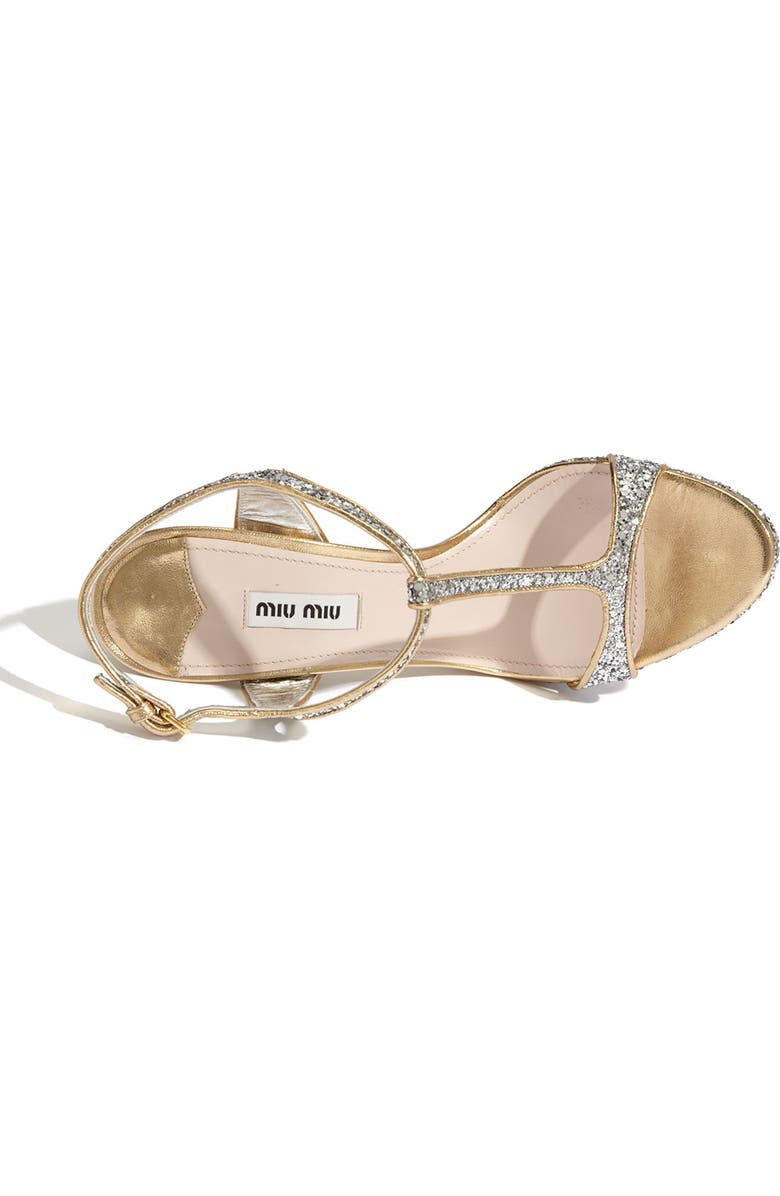 Miu Miu Glitter T-Strap Platform Sandal, Alternate, color,