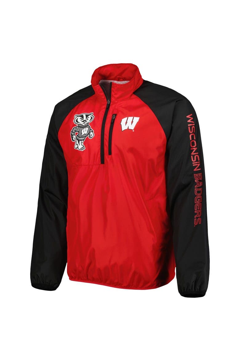 Men's G-III Sports by Carl Banks Red/Black Wisconsin Badgers Point Guard Raglan Half-Zip Jacket, Alternate, color, Red