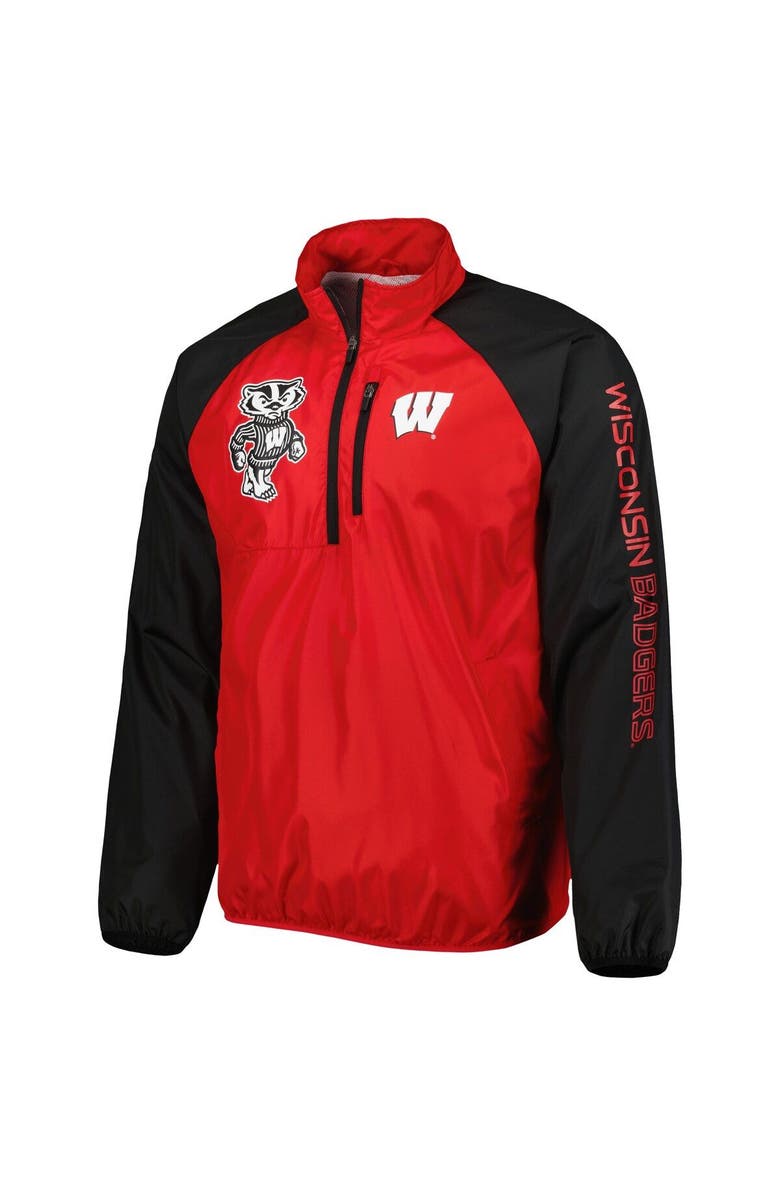 G-III SPORTS BY CARL BANKS Men's G-III Sports by Carl Banks Red/Black Wisconsin Badgers Point Guard Raglan Half-Zip Jacket, Alternate, color,