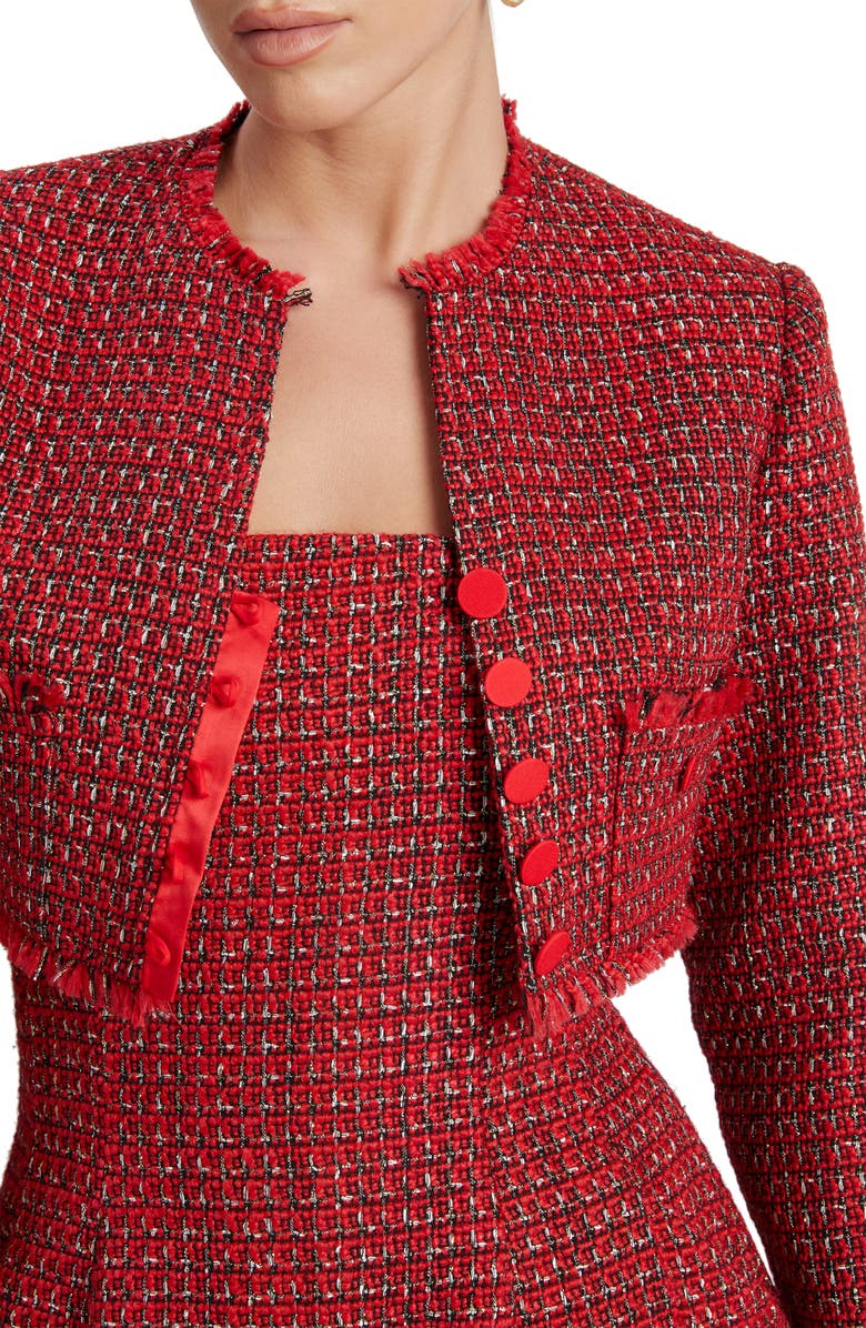 Bardot Karoline Bouclé Tweed Crop Jacket, Alternate, color, 