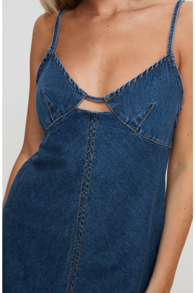Arwen Sleeveless Denim Minidress, Alternate, color, BLUE