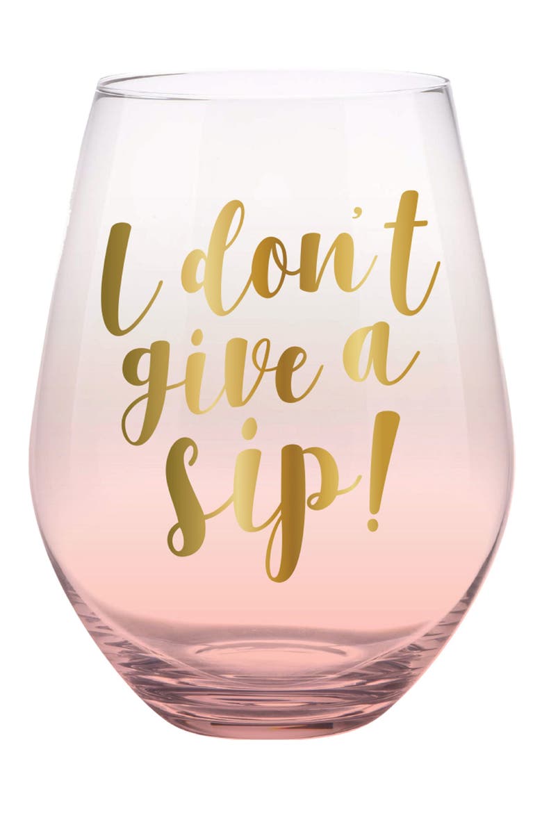 I Don't Give a Sip Stemless Wine Glass, Main, color, BLUSH
