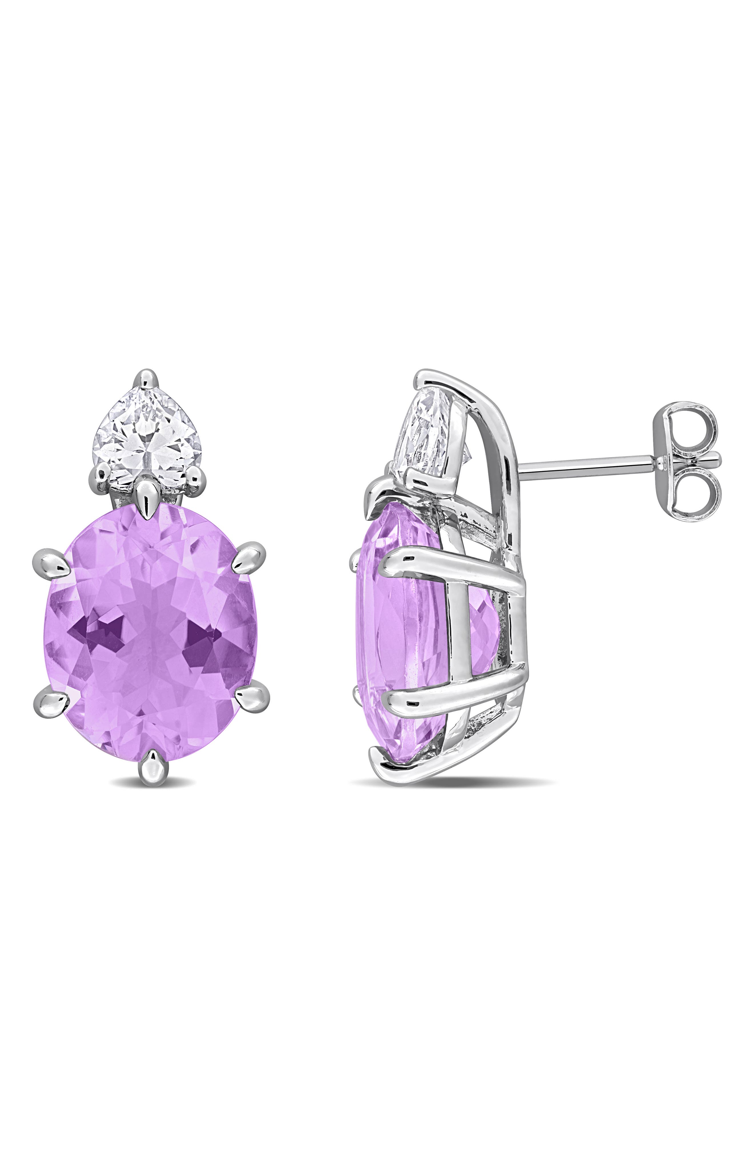Pink Amethyst Sterling Silver Stud Earrings