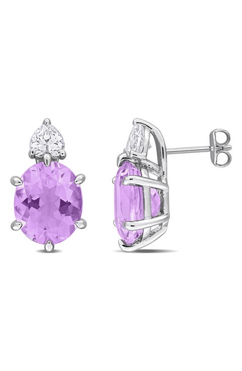 Pink Amethyst Sterling Silver Stud Earrings
