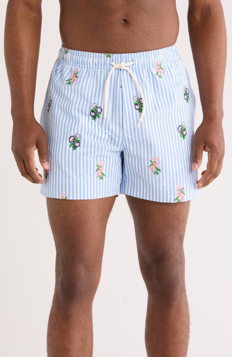 Embroidered Bouquet 4.5-Inch Swim Trunks