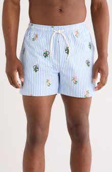 PacSun Embroidered Bouquet 4.5-Inch Swim Trunks