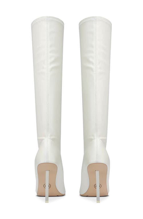 Femme La Whistler Pointed Toe Knee High Boot In White