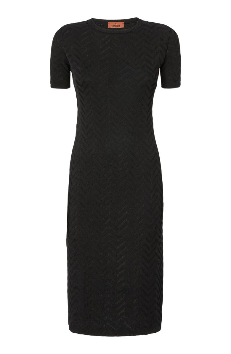 Missoni Chevron Cotton And Viscose Longuette Dress, Alternate, color, Black