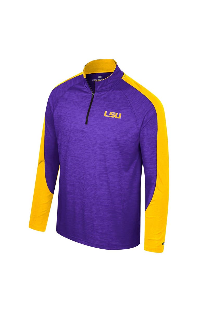 COLOSSEUM Men's Colosseum Purple LSU Tigers Langmore Raglan Quarter-Zip Top, Alternate, color,