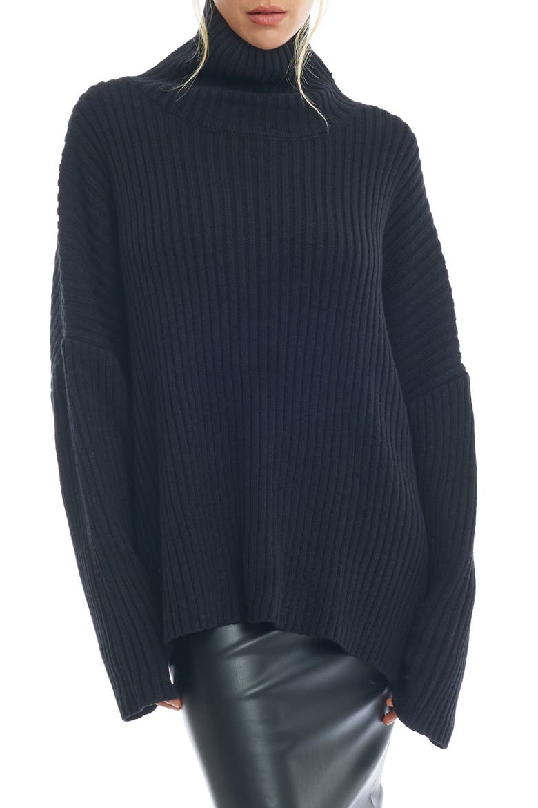 Casey Oversize Turtleneck Sweater, Main, color, BLACK