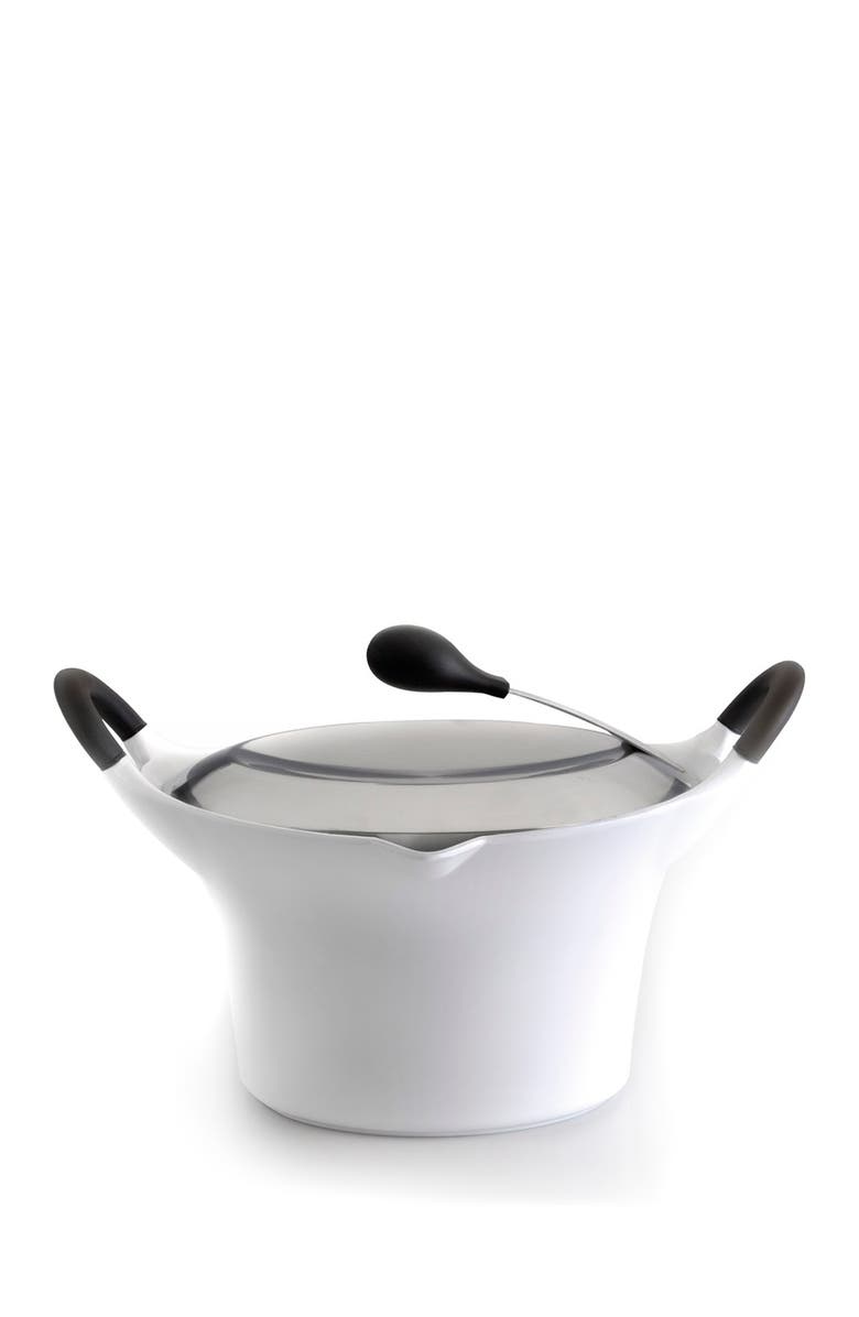 BergHOFF 1.5qt. White Cast Covered Casserole Pot, Main, color,