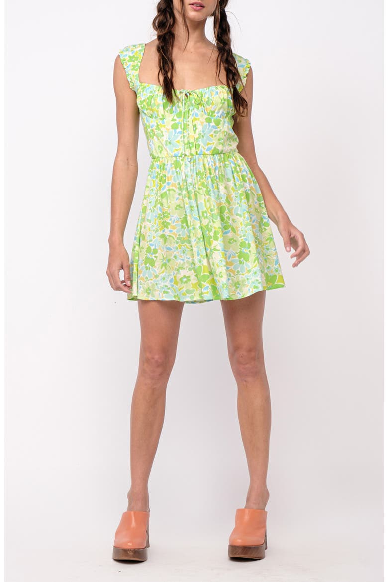 Floral Keyhole Fit & Flare Minidress, Main, color, GREEN