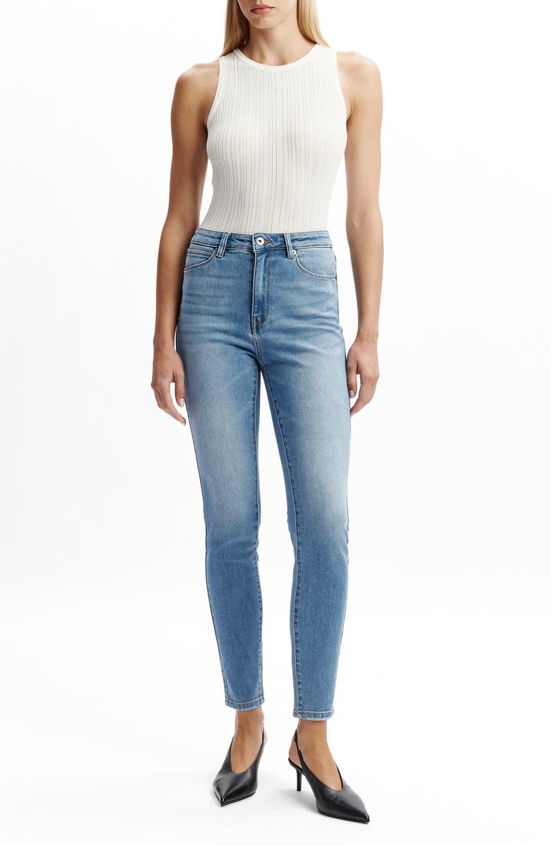 Bardot Khloe High Waist Crop Skinny Jeans, Alternate, color, Dark Denim