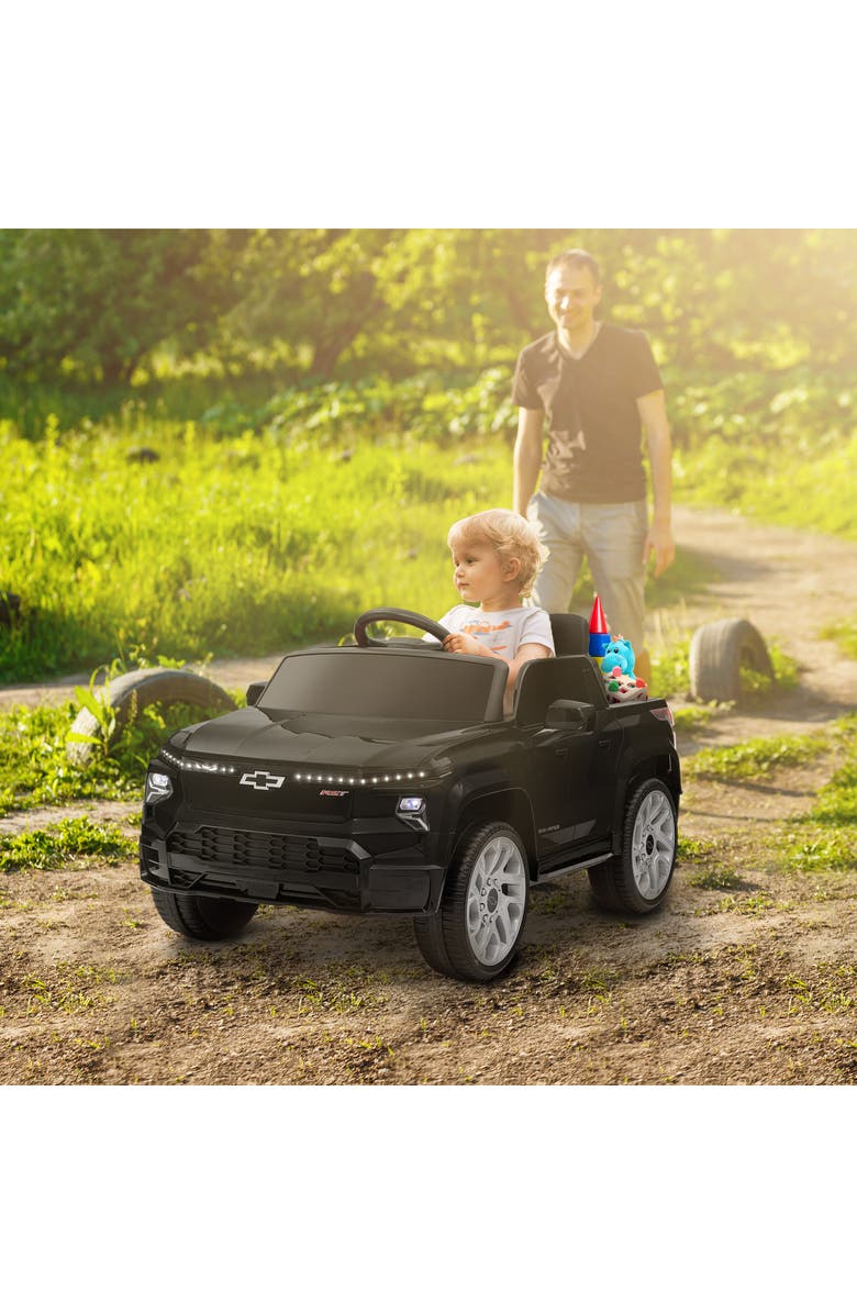 Qaba Chevrolet Silverado EV RST 12V Kids Electric Car w/ Remote, Alternate, color, Black