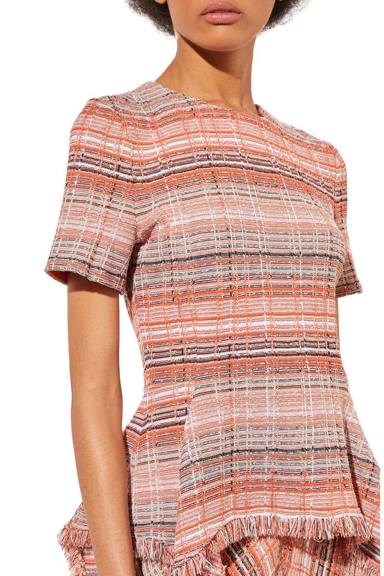Tweed Peplum Top, Alternate, color, VERM/JAV/MUL