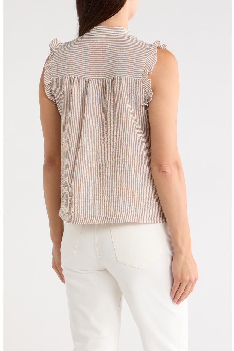 Ruffle Sleeveless Top, Alternate, color, TRUFFLE WHITE MINI STRIPE