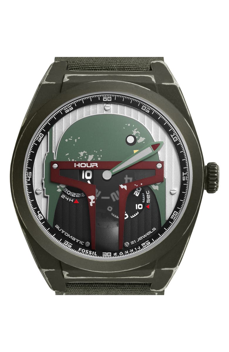 Fossil x Star Wars<sup>™</sup> Limited Edition Boba Fett Ventile<sup>®</sup> Strap Watch, 43mm, Alternate, color, 