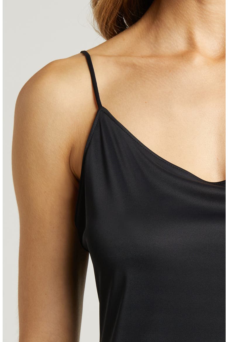 Feathers Essentials Satin Chemise, Alternate, color, BLACK