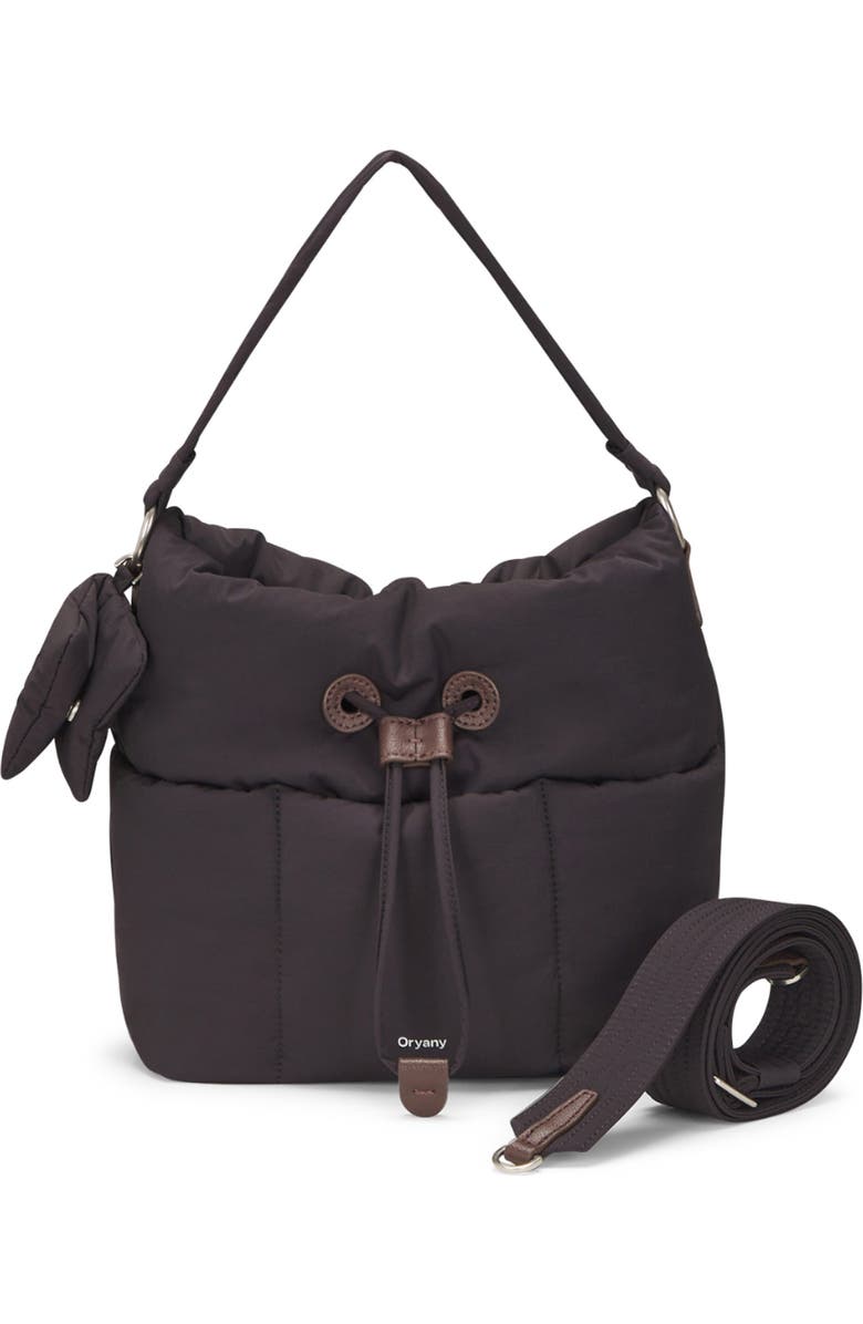 Oryany Small Pillow Nylon Bucket Bag, Main, color, Chocolate Brown