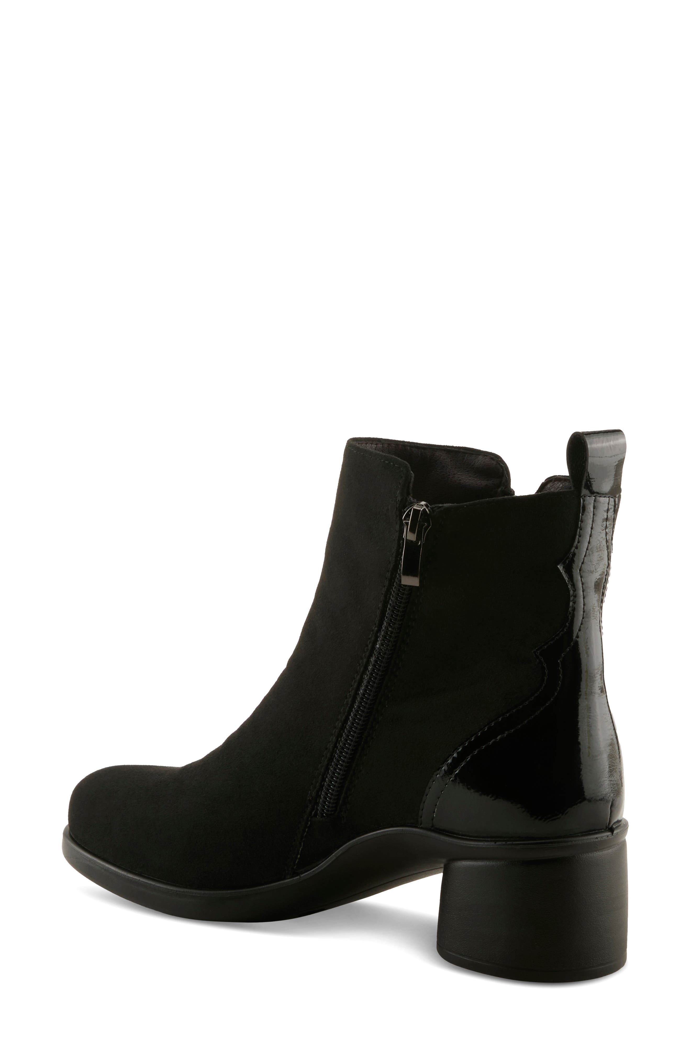 Carawey Block Heel Bootie, Alternate, color, BLACK FAUX SUEDE