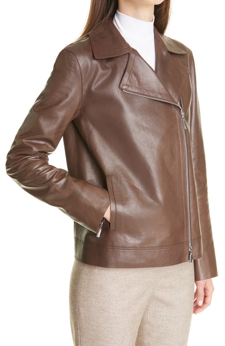 Lafayette 148 New York Aisling Lambskin Leather Moto Jacket, Alternate, color, 