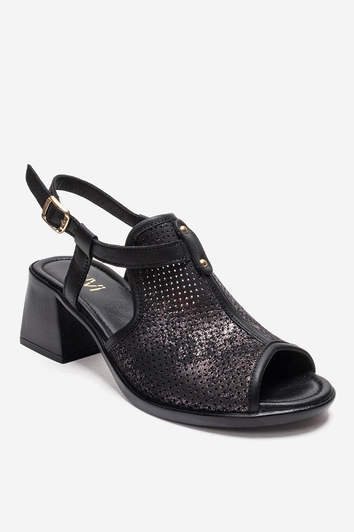 Janelle Leather Block Heel Sandal, Alternate, color, Black