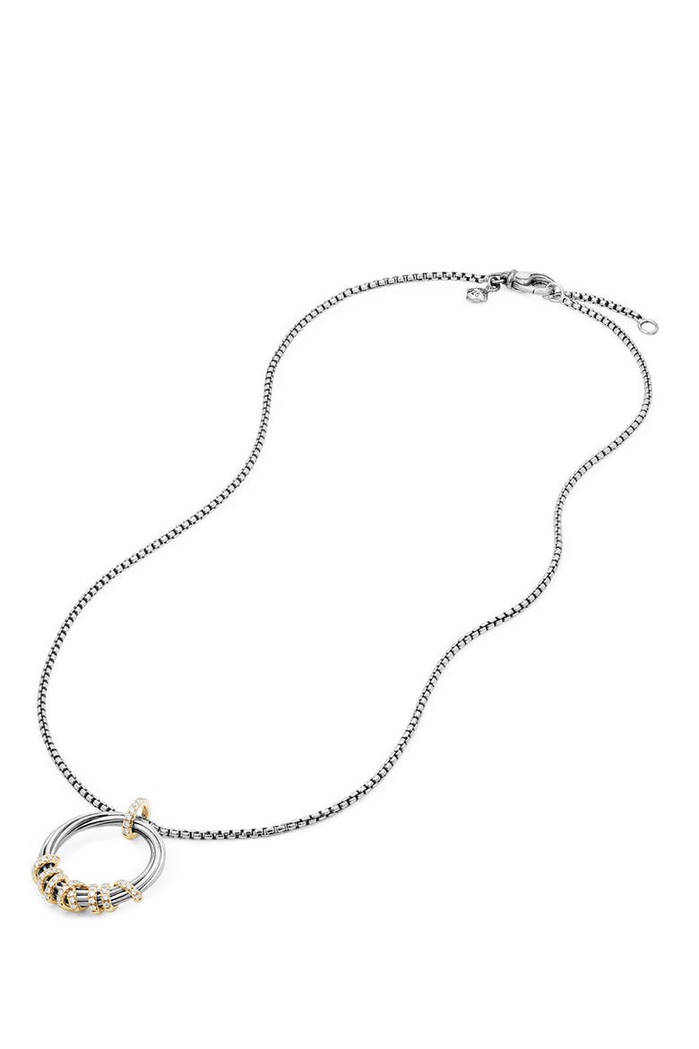 Helena Medium Pendant Necklace with Diamonds & 18K Gold, Alternate, color, SILVER/ GOLD