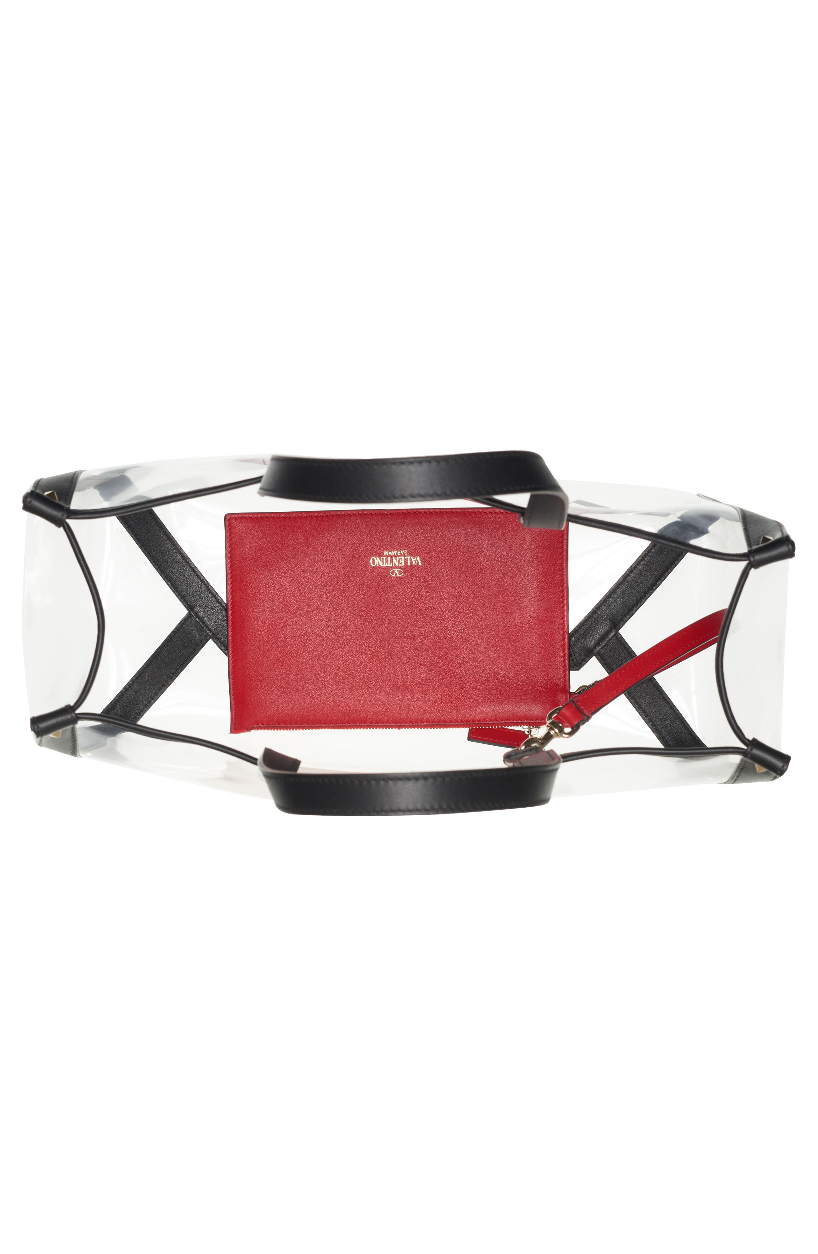 Valentino Garavani Small Grande Plage VLTN Logo Clear Tote, Alternate, color, 