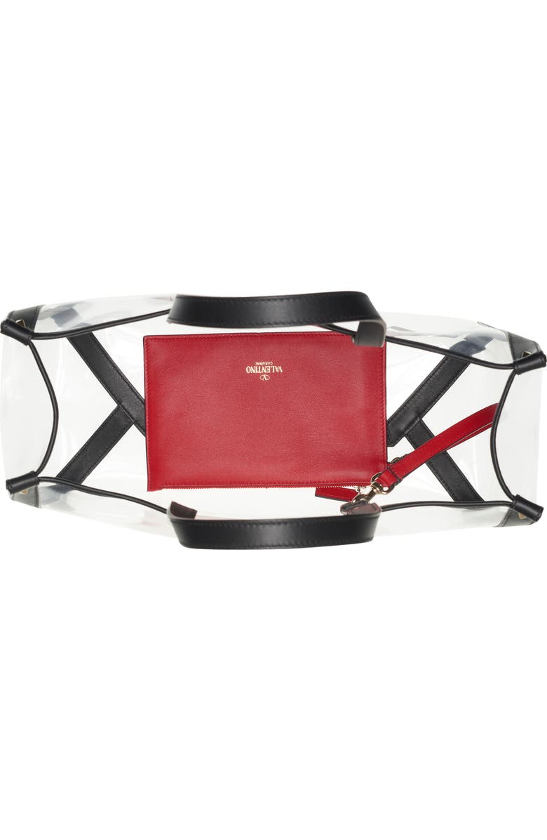 Valentino Garavani Small Grande Plage VLTN Logo Clear Tote, Alternate, color,