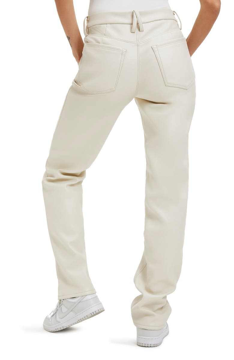 Good American Better Than Leather Faux Leather Good Icon Pants, Alternate, color, Bone001